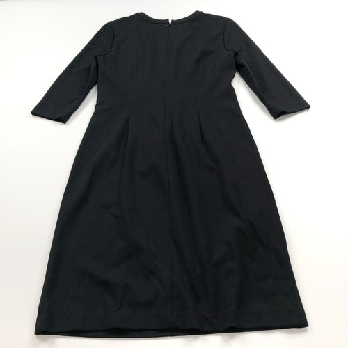 Talbots 8P Petite A-Line Pleated 3/4 Sleeve Rayon Nylon Knee Dress Black MINT - Picture 9 of 12