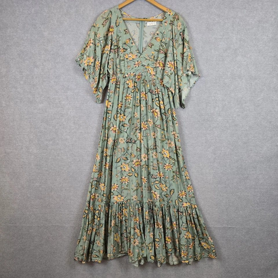 Tigerlily Dress Womens 10 Green Floral Persi Maxi Boho Hippie Festival Byron  - image 2 of 4