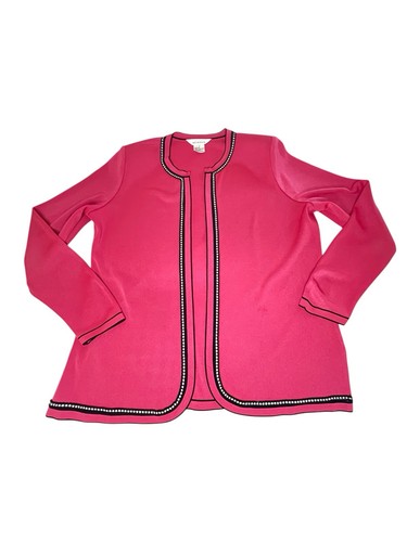 Exclusively Misook Size L Knit Cardigan Open Front Pink Slits Side - Picture 6 of 11