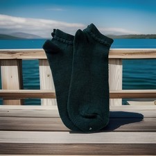 VTG Socks 80s Sport Ladies Acrylic USA Green Low Cut Bows 70's Ankle USA