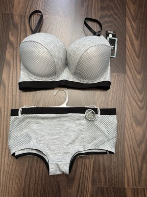 Body Frosting Gray Lace Covered Push Up Bra & Panty Set NWT Size 34D Medium