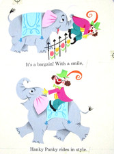 1967 CLOWN ORIGINAL CHILDREN'S BOOK PAINTING cel drawing comic art elephant