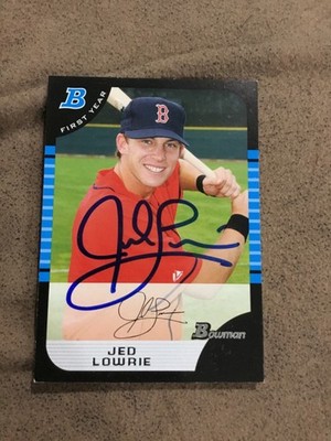 2006 Bowman JED LOWRIE IP Signed Card autograph AUTO RED SOX A'S Rookie
