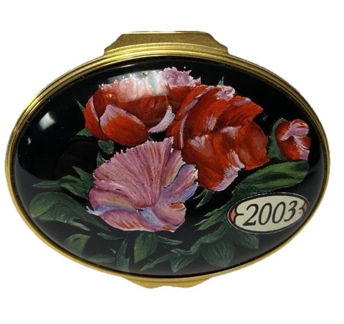 2003 Halcyon Days Trinket/Pill Box “A Year To Remember” In Lid Enamel On Brass - Picture 1 of 7