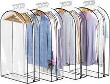 Clear Garment Bags for Hanging Clothes 10  Gusseted, Suit Bags for Closet Stor