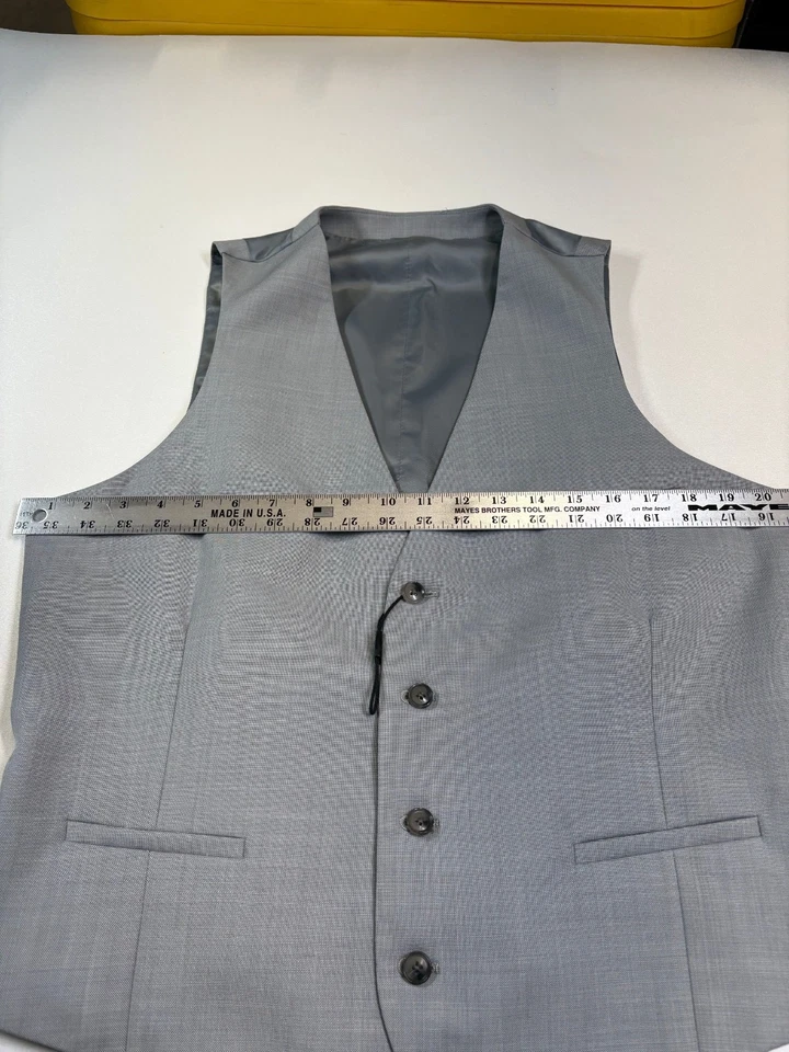 BAR III Hombres Gris ELASTIZADO AJUSTE ATLÉTICO Traje Formal Chaleco Chaleco 40" PECHO Foto 3 de 4