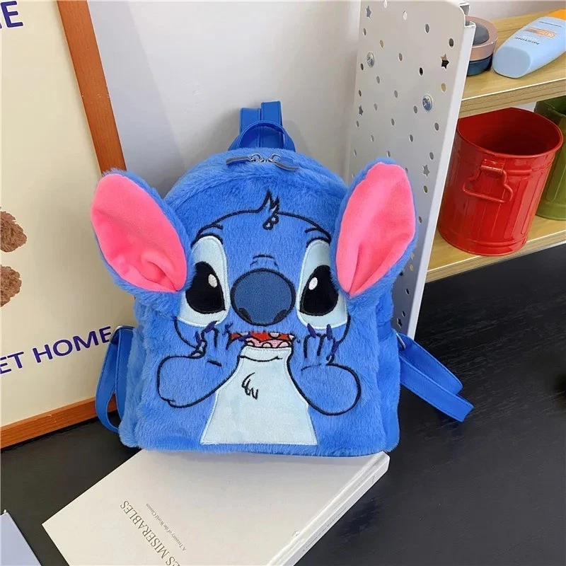 Mochila de pelúcia Disney Stitch | Bolsa escolar fofa de desenhos animados para crianças e meninas - Imagem 2 de 4