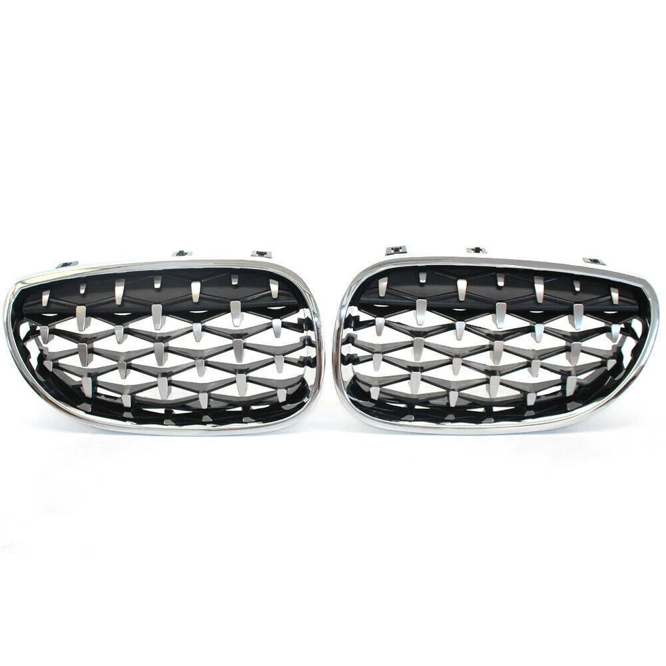 Chrome Diamond Front Grill Grille For BMW 5 Series E60 E61 535i 525i 528i 04-09 - Image 3 of 4