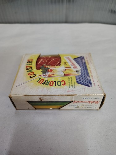 Rubbermaid MCM Vintage Colorful Rubber Coasters 8 w/box Kar-Rug Minis USA - Picture 7 of 20