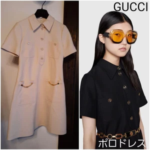 Robe polo GUCCI double gy blanc cassé une pièce Taille 36 Authentique Du Japon