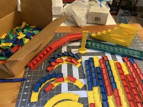 Vintage FUN  DOMINO RALLY DELUXE Straights,curves, slide, bridge. Not Legos