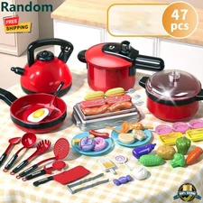 47PCS Kids Pretend Play Cooking Set – High Detail Kitchen Toy for Ages 3–5