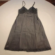 Vintage Fischer Black Nylon Lace Slip Nightgown Size 36 (Small) 1960s Lingerie