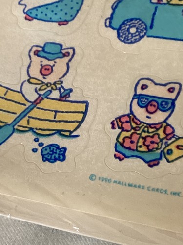 Hallmark stickers PIGS funny boat bathtub clown garden car 4 sheets 1990 New pk - Picture 4 of 5