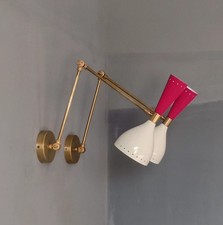 1950's Mid Century Brass Wall Sconce Italian Lights Beautiful Stilnovo Lamp