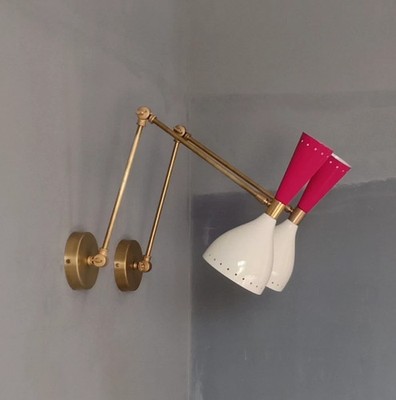 1950's Mid Century Brass Wall Sconce Italian Lights Beautiful Stilnovo Lamp