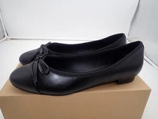 Coutgo Womens Cap Toe Ballet Flats Bow Pointed Toe Slip On black size 9.5