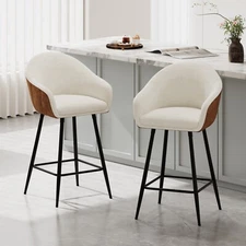 Modern Bar Stool for Kitchen Counter Height Chair Padded Seat, Set of 2