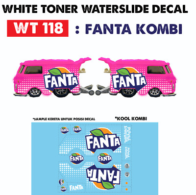 WT118 White Toner Waterslide Decals FANTA KOMBI For Custom 1:64 Hot Wheels