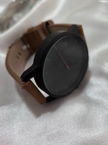 Men's minimalist watch, black tone, classic leather strap-Selected - Picture 9 of 13