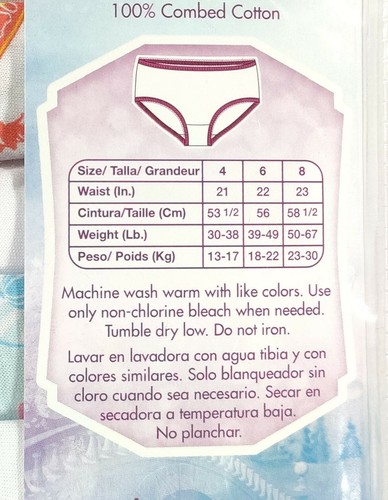 Disney Princess Underwear Girls Small 6 Brief Panty Ariel Moana Cinderella - Picture 3 of 3