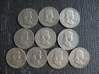 Franklin half dollar, (10) coins, circulated, nice condition 90% silver