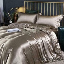 Summer Washed Real Silk Bedding Quilt Duvet Cover Pillowcases Sheet Set Ice Silk