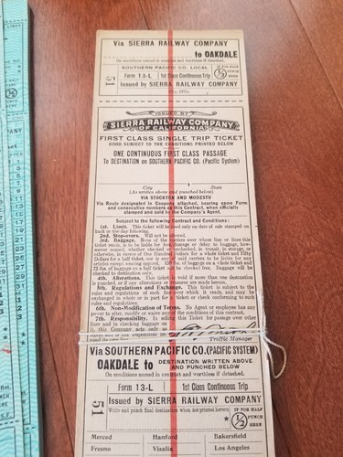 200 c 1920 California Sierra Railway Train Company Unused Large Tickets - Picture 4 of 5