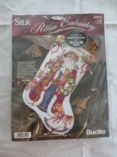 1995 Sealed Bucilla OLD WORLD SANTA Ribbon Embroidery Kit #83310 by L. Gillum