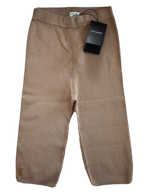   Auth SAINT LAURENT Rose Beige RIBBED-KNIT BIKER Cycling Rider Shorts XS