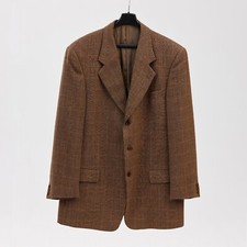 Valentino Uomo Vintage Brown Wool Blazer - Check Pattern Size XL