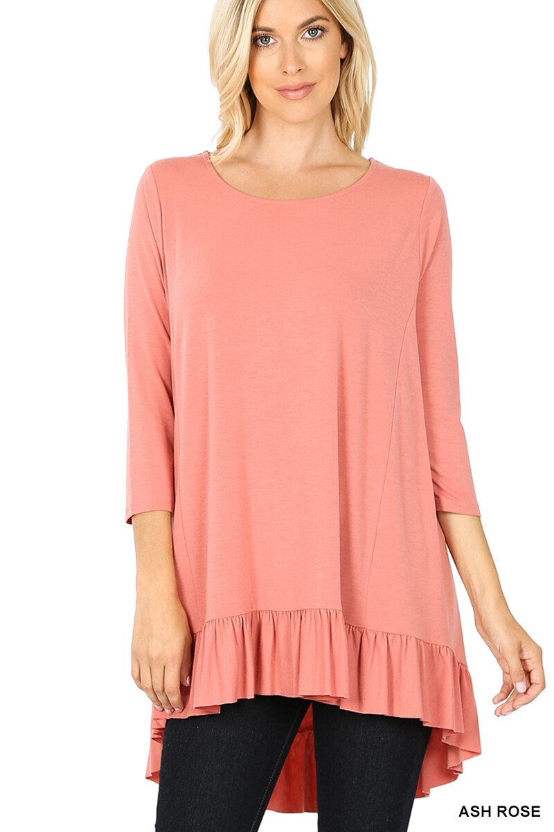 ruffle hem tunic top