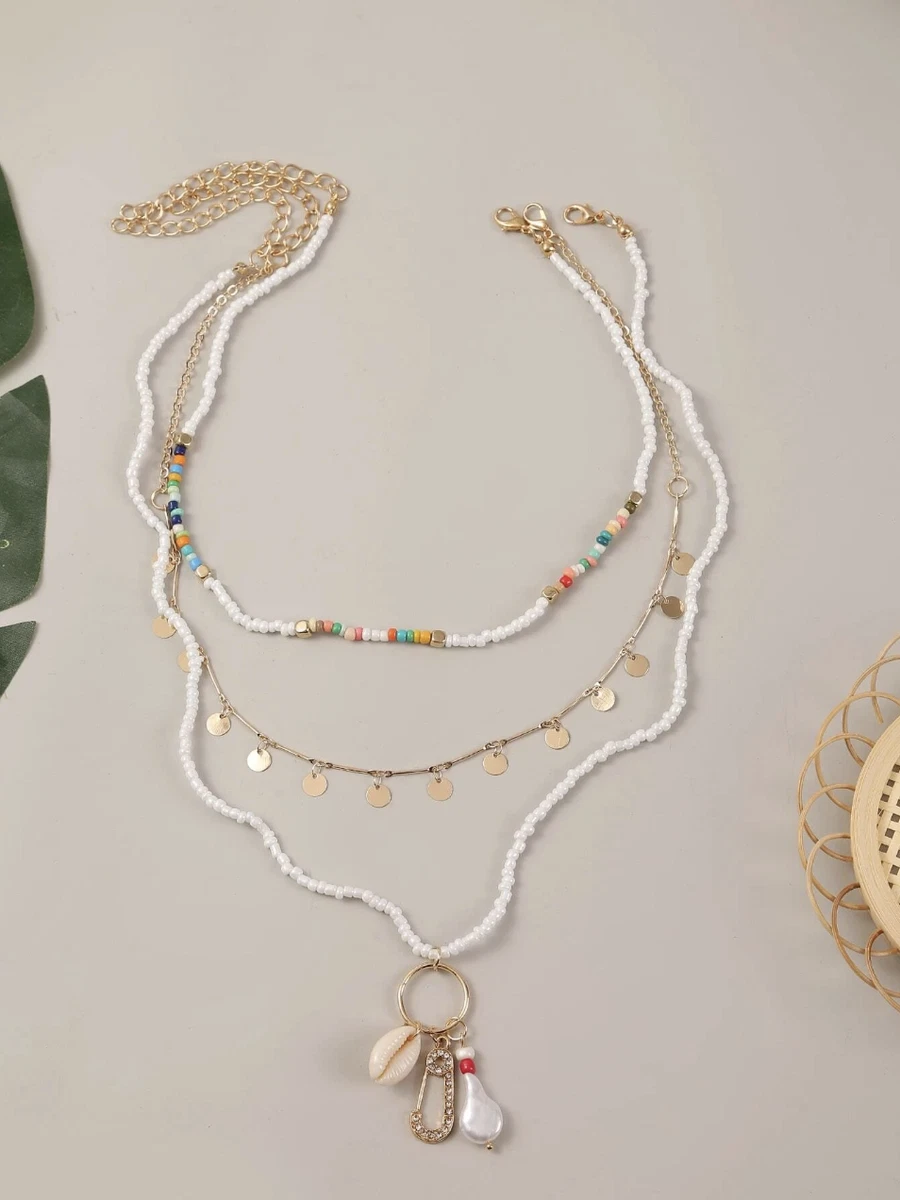 3pcs Bead Decor Necklace Summer Necklace Fashion Necklace Layered Necklaces