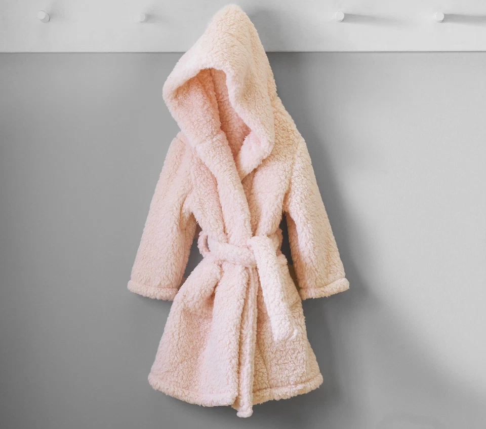 POTTERY BARN KIDS SOLID SHERPA ROBE UNISEX 尺寸 S、M、L ~ IVORY、PINK、NAVY — 第 3/4 张图片