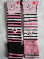 BNWT - 2 PAIRS PINK/BLACK STRIPED OVERKNEE SOCKS - SIZE 4-5.5 - FREE POST TO UK