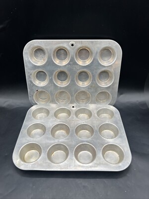 Vintage Chilton Ware #602 Mini Muffin Pan 12 Count Aluminum Set Of
