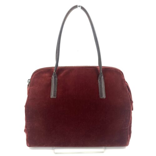 PRADA Hand Bag Suede Wine Red Authentic