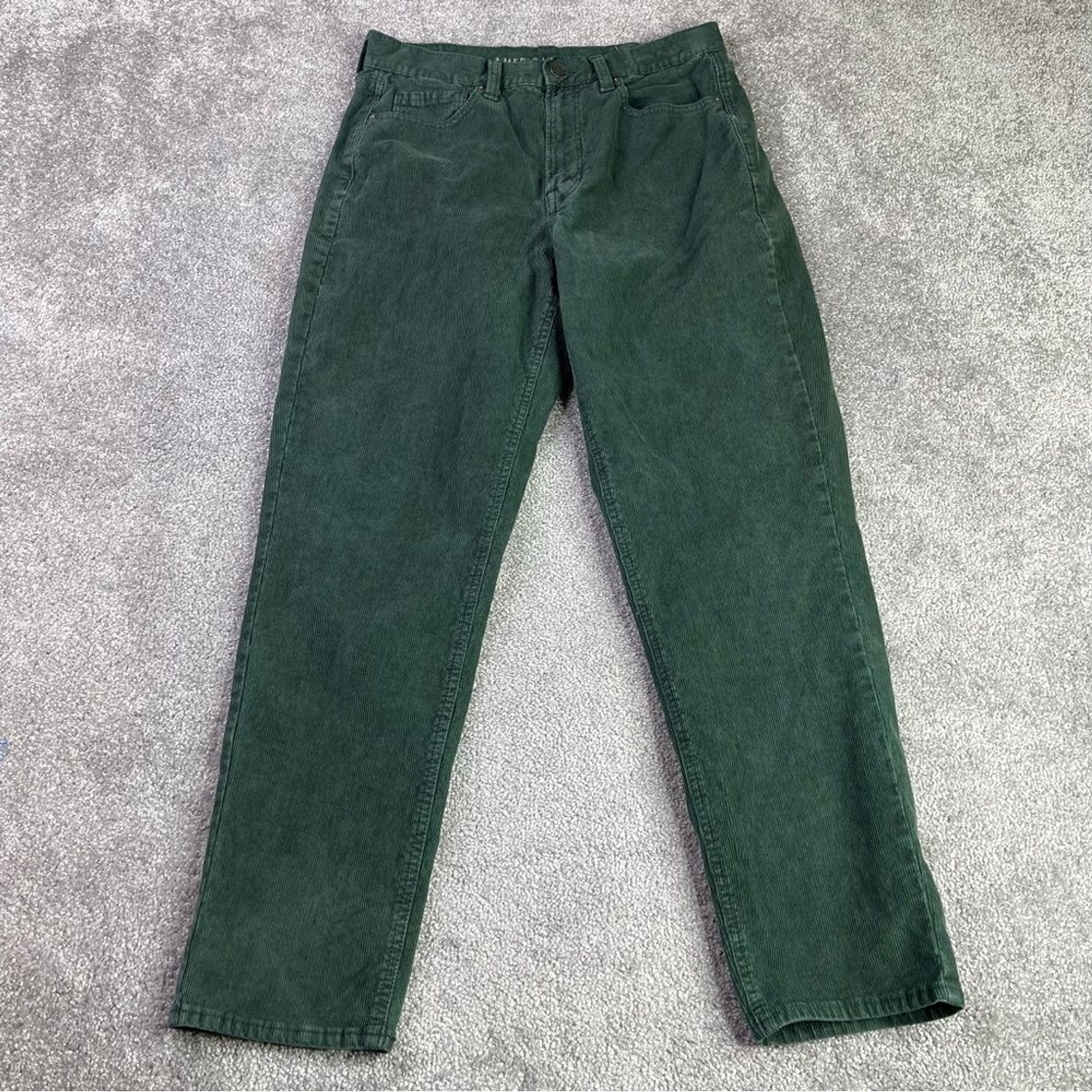 American Eagle Mom Pants Women's 6 Green Straight Ankle High Rise Corduroy