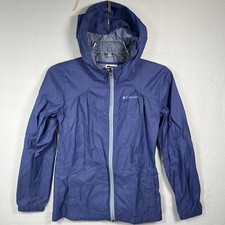 Columbia Girls Windbreaker Jacket Size Medium Purple Hooded Water Repellent B.