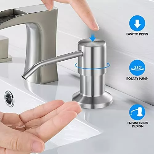 The Plumber's Choice Kitchen Sink Stainless Steel Soap Dispenser Built-in Design for Counter Top with Large Liquid Bottle in Brushed Nickel