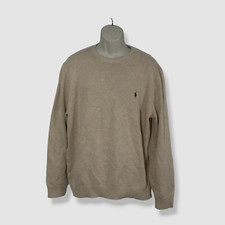  138 Polo Ralph Lauren Men's Beige Logo Rib-Knit Crewneck Sweater Size XL