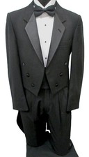 Boys Size 6 Black Tuxedo Tailcoat with Pants Ringbearer Costume Fancy Dress