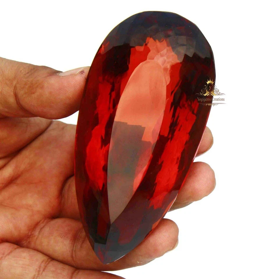 2000 quilates cor vermelha com certificação natural tamanho grande topázio enorme pedra preciosa solta corte pera - Imagem 4 de 4
