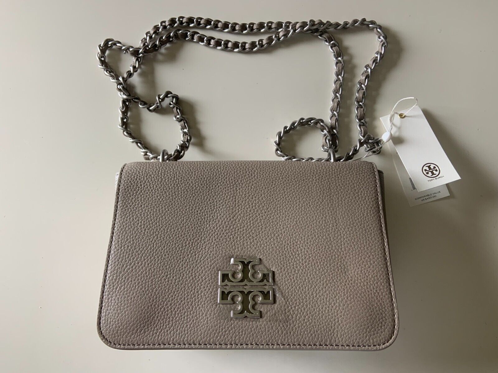 NEW Tory Burch Britten 60404-063 Adjustable Shoulder Bag FRENCH GRAY $450  192485253818 | eBay