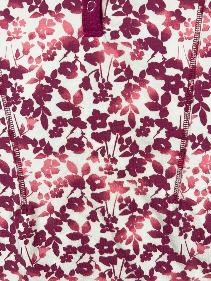 Camisa deportiva Gloria Vanderbilt para mujer grande blanca vino rojo floral top blusa Foto 4 de 4
