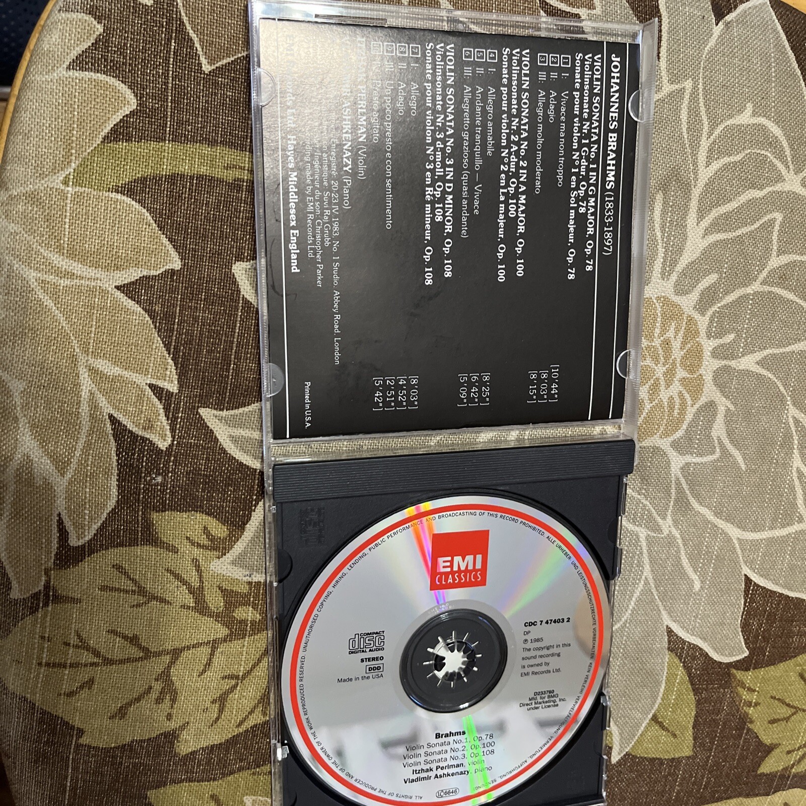 Brahms: Violin Sonatas Nos. 1-3 (CD, Oct-1990, EMI Music Distribution)