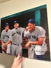 Joe DiMaggio Joe McCarthy Lou Gehrig original painting baseball Art