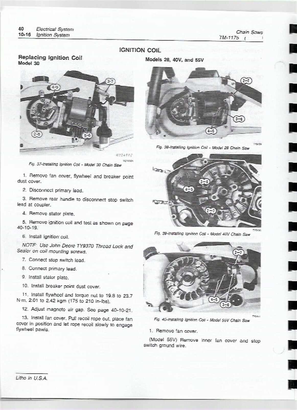 John Deere 28 30 40V 50V 55V 60V 70V 80EV Chain Saw Service Repair