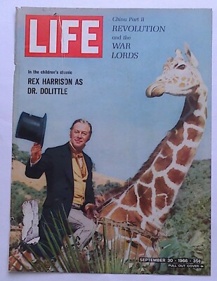 Life Magazine Cover Only  ( Rex Harrison as Dr. Dolittle ) September 30, 1966