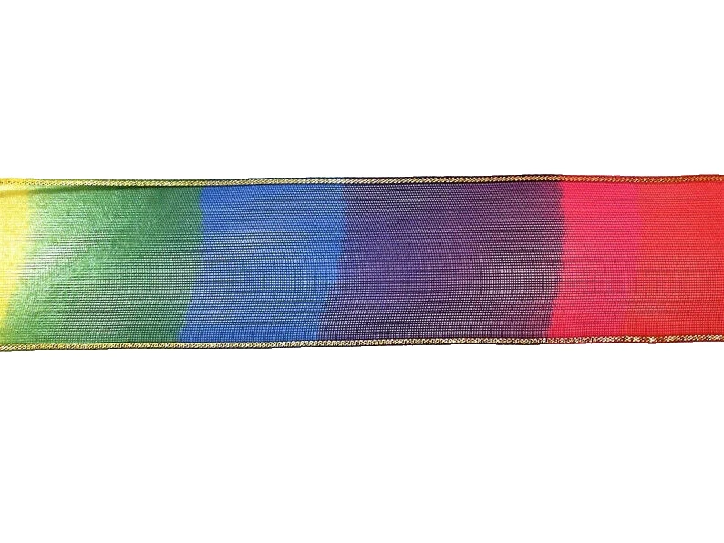 Rainbow Sheer Organza Ribbon 1 1/2" x 9 yards Schiff Gold Edge Bow Crafts B65 - Image 3 of 4